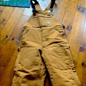 36x32 Carhartt Bib Overalls Quilt Lined Zip Thigh